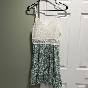 SHEIN Green and White Floral Top